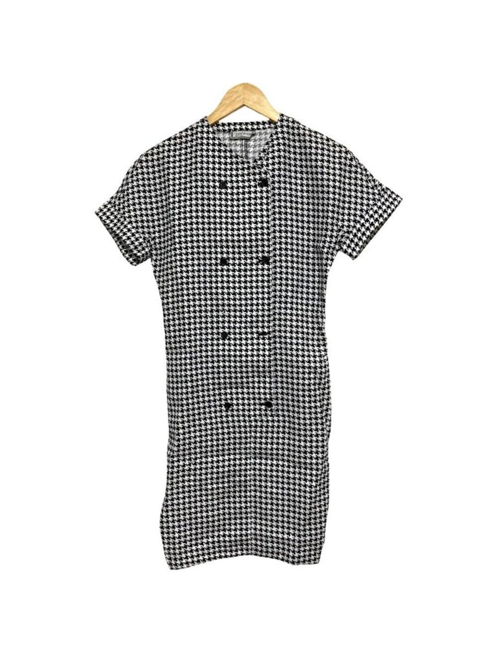 Versace Gianni Vintage Linen 100% Houndstooth Double Dress White Black 38